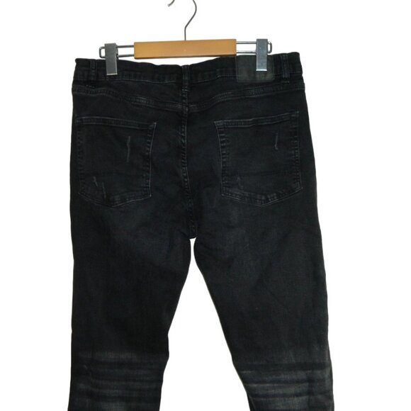 2 for/$25 AERO Men's Distressed Slim Black Denim Jeans Areopostale Size 34 x 30 - Picture 8 of 12